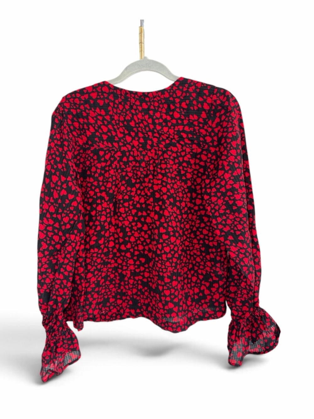 Loft Heart V-Neck Long Ruffle Sleeve size small - Picture 4 of 10